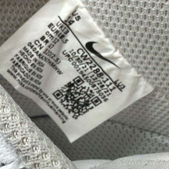 Nike Air Force 1‎ \'07 Low~Mens~White Athletic Lifestyle Shoes Sneakers~Size 14 main image 6